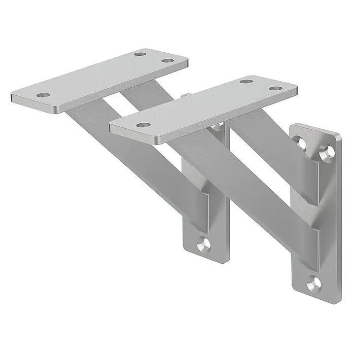 ML-Design Metallregal Wandkonsole Silber Regalstütze Wandregal Regalwinkel Regalhalterungen - H x B x T: 12 x 3 x 3 cm, Aufstellen, Silber - Zwei silberne Schwerlastwinkel zur Wandmontage für Regale oder Ablagen, ideal für Werkstatt oder Garage.