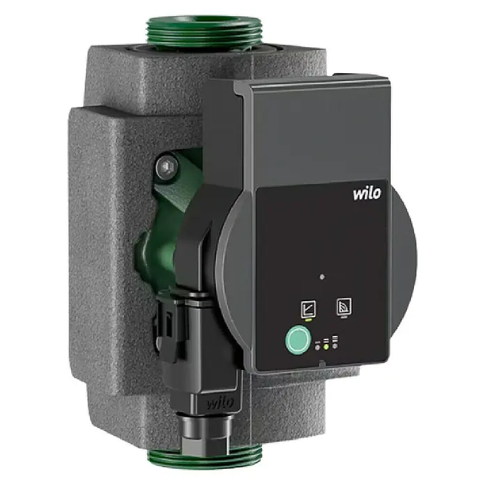 Wilo Umwälzpumpe Atmos Pico Plus - Förderhöhe: 6,1 m, Leistungsaufnahme: 4 W - 40 W, Einbaulänge: 180 mm - Produktansicht einer Wilo Heizungspumpe, ideal für effiziente Heizsysteme. Die Pumpe bietet hohe Leistung bei geringem Energieverbrauch.