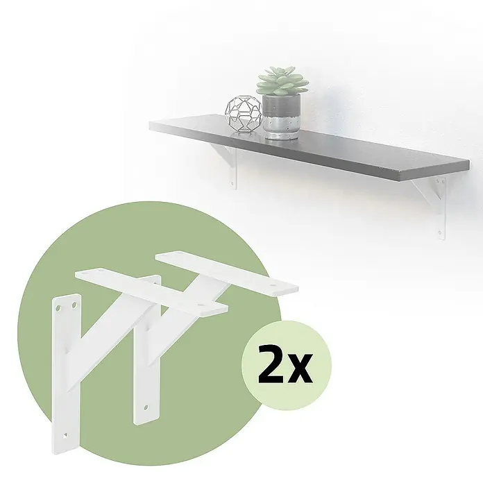 ML-Design Metallregal Regalwinkel Weiß Regalstütze Wandkonsole Wandhalterung - Aufstellen, Weiß - Produktdarstellung von weißen Regalhalterungen, die Stabilität und Stil vereinen. Ideal, um jedem Raum eine moderne Note zu verleihen.