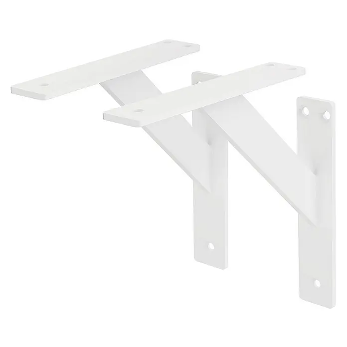 ML-Design Metallregal Regalwinkel Weiß Regalstütze Wandkonsole Wandhalterung - H x B x T: 18 x 3 x 3 cm, Aufstellen, Weiß - Zwei weiße Regalträger aus Metall, ideal zur stilvollen Wandmontage von Regalen. Die Träger sind robust und bieten sicheren Halt.