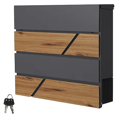 ML-Design  Wandbriefkasten Stahl Mailbox mit Zeitungsrolle Wand/Ständer Montage