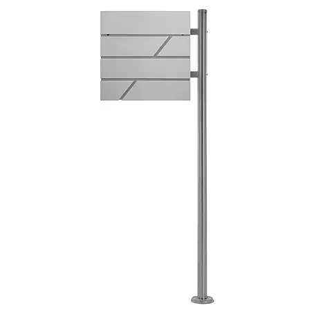 ML-Design  Standbriefkasten Briefkastenanlage mit Ständer Silber 120cm Mailbox mit Pfosten