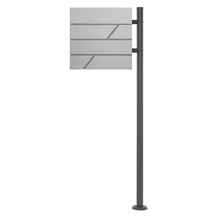 ML-Design Standbriefkasten Briefkastenanlage mit Ständer Silber 120cm Mailbox mit Pfosten - L x B x H: 17 x 42,5 x 120 cm, Anthrazit, Hellgrau, Edelstahl - Ein dreifaches, graues Büroschild an einem dunklen, metallenen Pfosten, ideal für die Kennzeichnung von Büros oder Abteilungen.