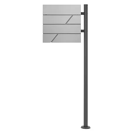ML-Design  Standbriefkasten Briefkastenanlage mit Ständer Silber 120cm Mailbox mit Pfosten