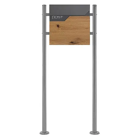 ML-Design  Standbriefkasten Briefkastenanlage mit Ständer Silber 120cm Mailbox mit Pfosten
