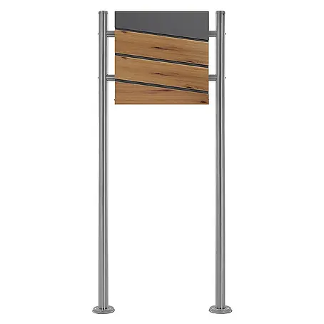 ML-Design  Standbriefkasten Briefkastenanlage mit Ständer Silber 120cm Mailbox mit Pfosten