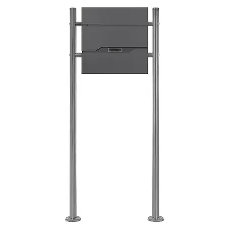 ML-Design  Standbriefkasten Briefkastenanlage mit Ständer Silber 120cm Mailbox mit Pfosten