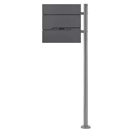 ML-Design  Standbriefkasten Briefkastenanlage mit Ständer Silber 120cm Mailbox mit Pfosten