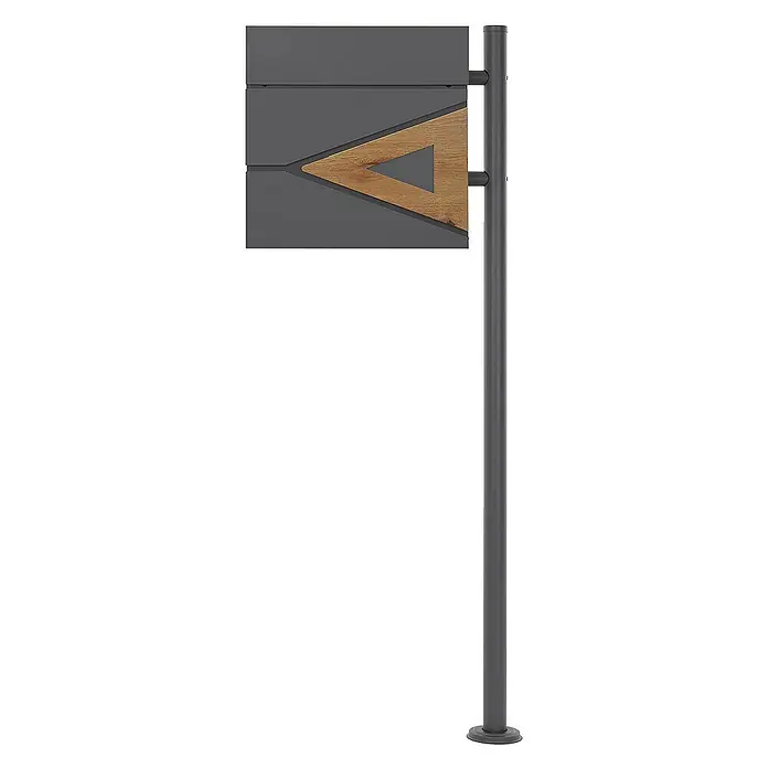 ML-Design Standbriefkasten Briefkastenanlage mit Ständer Anthrazit 120cm Mailbox mit Pfosten - L x B x H: 11 x 37 x 120 cm, Anthrazit, Braun, Edelstahl - Das stilvolle Briefkastensystem mit Holzdetails und einem modernen Design, ideal für jeden Eingangsbereich.