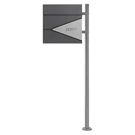 ML-Design  Standbriefkasten Briefkastenanlage mit Ständer Silber 120cm Mailbox mit Pfosten