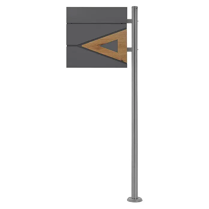 ML-Design Standbriefkasten Briefkastenanlage mit Ständer Silber 120cm Mailbox mit Pfosten - L x B x H: 17 x 42,5 x 120 cm, Anthrazit, Braun, Silber, Edelstahl - Modern gestalteter Briefkasten mit grauem Korpus, Holzelement und Edelstahlpfosten.