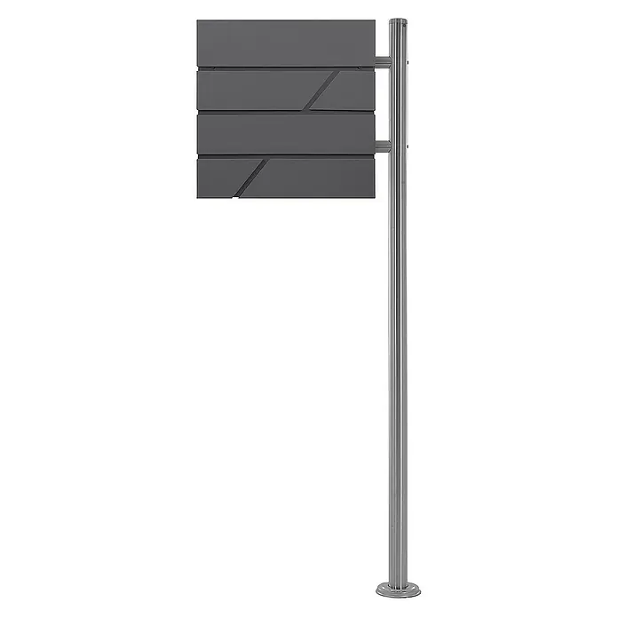 ML-Design Standbriefkasten Briefkastenanlage mit Ständer Silber 120cm Mailbox mit Pfosten - L x B x H: 17 x 42,5 x 120 cm, Anthrazit, Silber, Edelstahl - Moderne Briefkastenanlage aus grauem Metall mit Edelstahl-Ständer. Optisch ansprechend und funktional.