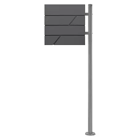 ML-Design  Standbriefkasten Briefkastenanlage mit Ständer Silber 120cm Mailbox mit Pfosten
