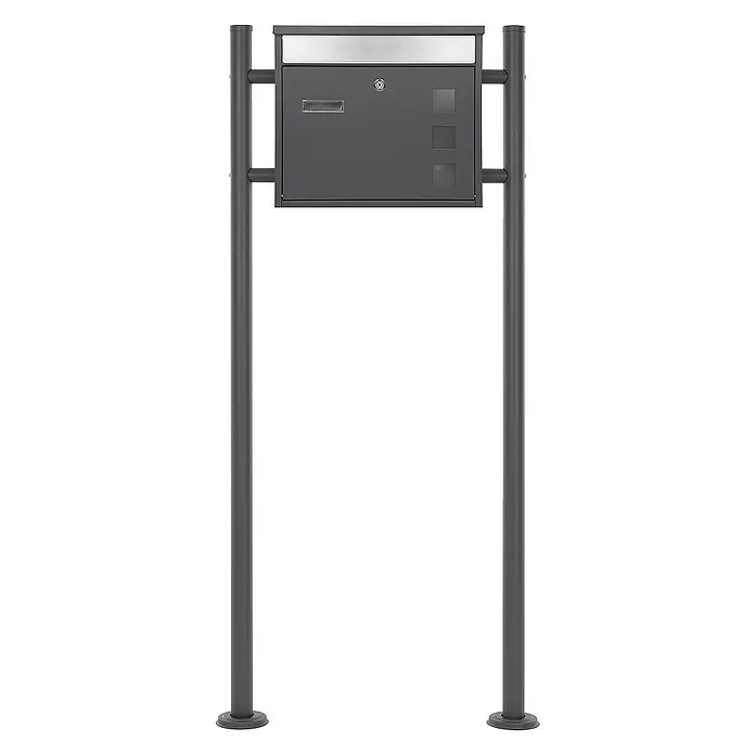 ML-Design Standbriefkasten Briefkastenanlage mit Ständer Anthrazit 120cm Mailbox mit Pfosten - L x B x H: 18 x 42,5 x 120 cm, Anthrazit, Edelstahl - Moderne Briefkastenanlage mit zwei Ständern aus grauem Metall für den Außenbereich, ideal für Haus oder Geschäft.