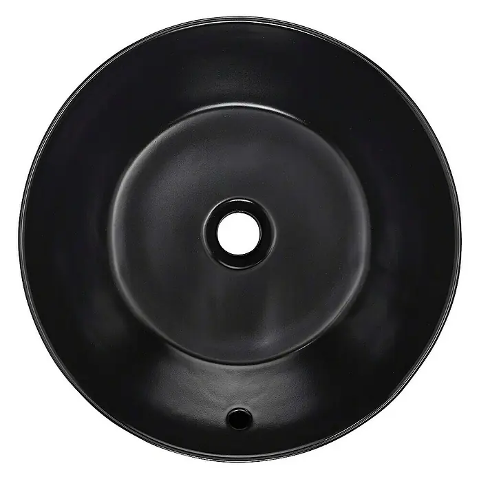 SCHÖNER WOHNEN-Kollektion Aufsatzwaschbecken Beco 38 cm Mattschwarz - 38 x 38 cm, Ohne Spezialglasur, Hahnloch: Ohne, Mit Überlauf, Mattschwarz - Schwarzes Waschbecken in moderner Optik, perfekt für jedes Badezimmer. Das elegante Design macht es zu einem Blickfang.
