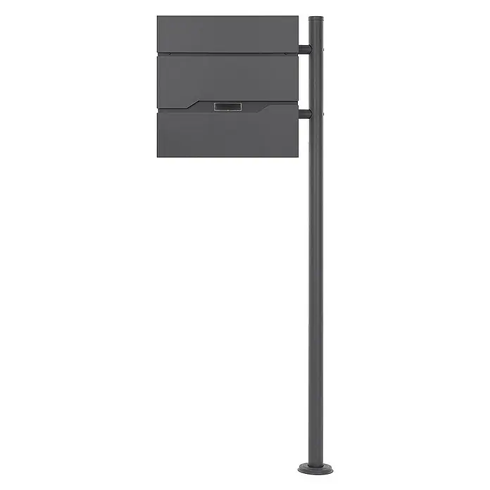 ML-Design Standbriefkasten Briefkastenanlage mit Ständer Anthrazit 120cm Mailbox mit Pfosten - L x B x H: 17 x 42,5 x 120 cm, Anthrazit, Edelstahl - Ein moderner grauer Briefkasten mit einem schlanken Ständer, der sich ideal für stilvolle Hauseingänge eignet. Das minimalistische Design fügt sich nahtlos ein.