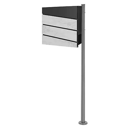 ML-Design  Standbriefkasten Briefkastenanlage mit Ständer Silber 120cm Mailbox mit Pfosten