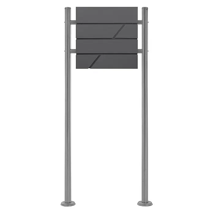 ML-Design Standbriefkasten Briefkastenanlage mit Ständer Silber 120cm Mailbox mit Pfosten - L x B x H: 17,5 x 55 x 120 cm, Anthrazit, Silber, Edelstahl - Elegante Briefkastenanlage mit grauen Fächern und silberfarbenem Edelstahlrahmen. Die schlichte Formgebung passt ideal zu modernen Wohnhäusern.