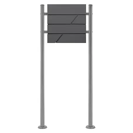 ML-Design  Standbriefkasten Briefkastenanlage mit Ständer Silber 120cm Mailbox mit Pfosten