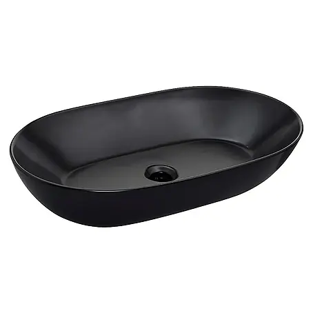 SCHÖNER WOHNEN-Kollektion  Aufsatzwaschbecken Aufsatz-Waschbecken Sati 60 cm x 42 cm Mattschwarz
