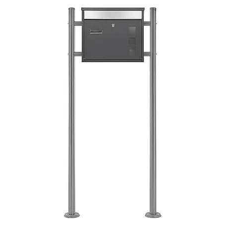 ML-Design  Standbriefkasten Briefkastenanlage mit Ständer Silber 120cm Mailbox mit Pfosten