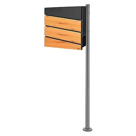 ML-Design  Standbriefkasten Briefkastenanlage mit Ständer Silber 120cm Mailbox mit Pfosten