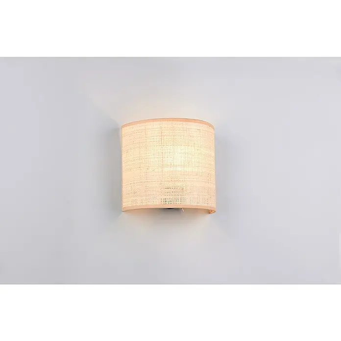 Trio Lighting Aplique de pared Aimee - 10 W, L x An x Al: 12 x 23 x 20,5 cm, Beige, E27 - Elegante lámpara de pared con una pantalla cilíndrica hecha de lino claro, aportando una luz cálida y acogedora a cualquier habitación.
