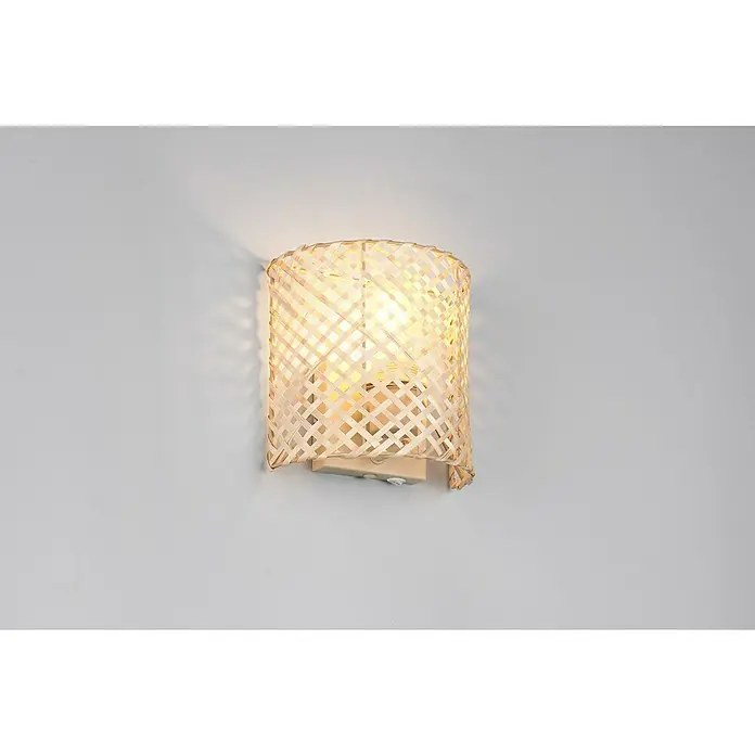 Trio Lighting Aplique de pared Bina - 25 W, L x An x Al: 10,5 x 19 x 19 cm, Beige, E27 - Elegante aplique de pared con pantalla de bambú tejido, que emite una luz cálida y acogedora. Ideal para iluminar cualquier espacio con estilo.