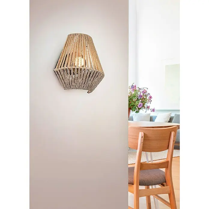 Trio Lighting Aplique de pared LED Lira - 1,5 W, L x An x Al: 13 x 18,5 x 19 cm, Beige, 140 lm - Lámpara de pared con pantalla de fibra natural. Aporta un ambiente cálido y acogedor a cualquier habitación gracias a su luz suave y diseño elegante.