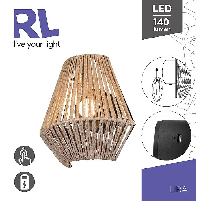 Trio Lighting Aplique de pared LED Lira (1,5 W, L x An x Al: 13 x 18,5 x 19 cm, Beige, 140 lm) | BAUHAUS