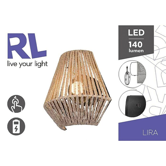 Trio Lighting Aplique de pared LED Lira (1,5 W, L x An x Al: 13 x 18,5 x 19 cm, Beige, 140 lm) | BAUHAUS