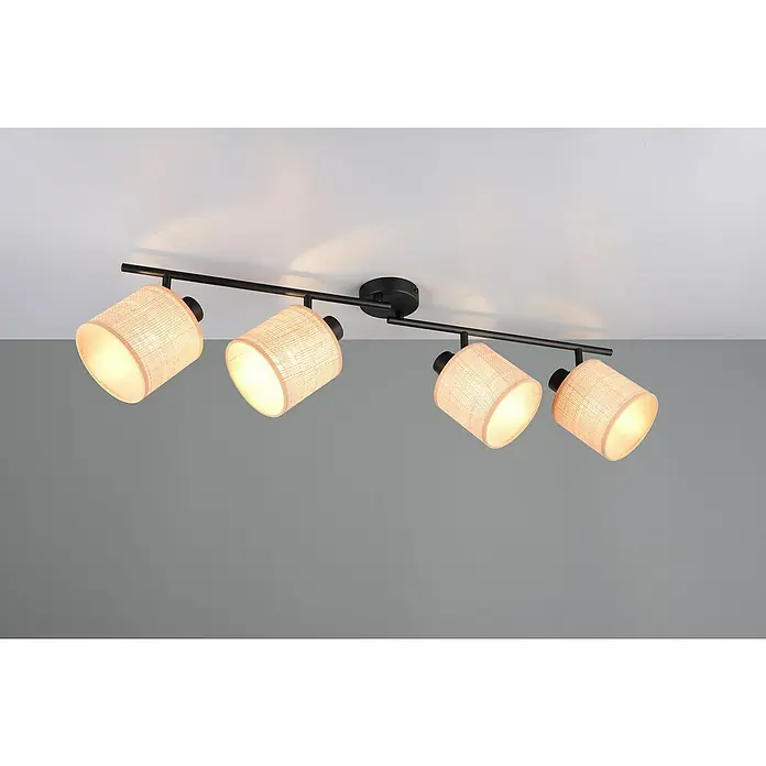 Trio Lighting Regleta Aimee - 20 W, L x An x Al: 13 x 87,5 x 25 cm, Beige, E14 - Lámpara de techo con cuatro focos y pantallas de tela, creando una luz cálida y un ambiente acogedor en la habitación.