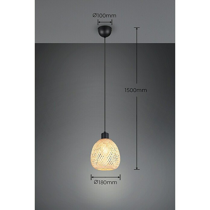 Trio Lighting Lámpara colgante redonda Amelie (10 W, Ø x Al: 18 x 150 cm, Negro, E27) | BAUHAUS