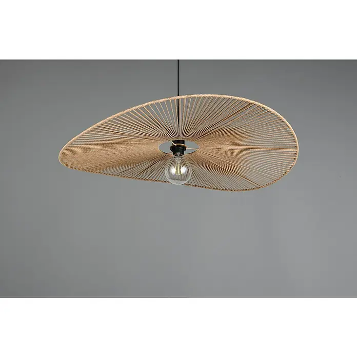 Trio Lighting Lámpara colgante redonda Laurine - 40 W, Ø x Al: 78 x 150 cm, Marrón, E27 - Esta lámpara colgante destaca por su diseño moderno con pantalla de cuerda y bombilla clara.