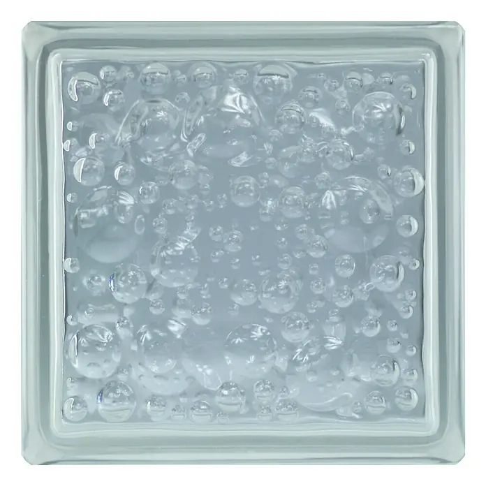 Fuchs Design Glasbaustein Savona - Klar, 19 x 19 x 8 cm - Quadratischer Glasbaustein mit eingeschlossenen Luftblasen, der eine dekorative und lichtdurchlässige Wandgestaltung ermöglicht.\n