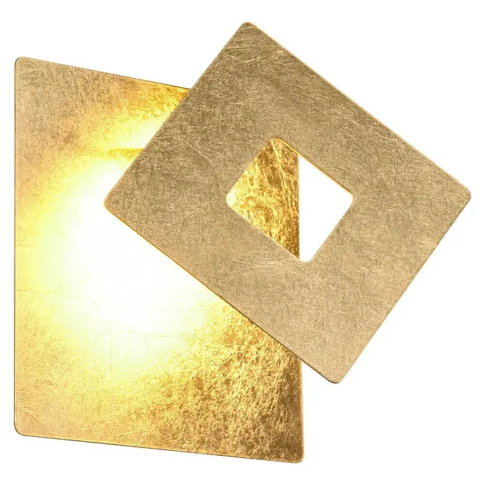 Reality Leuchten LED-Wandleuchte Leano - L x B x H: 7,2 x 18 x 18 cm, Gold, Warmweiß - Goldene Wandleuchte mit modernem, überlappendem Design, das ein warmes und einladendes Licht erzeugt. Eine stilvolle Beleuchtungslösung für jeden Raum.