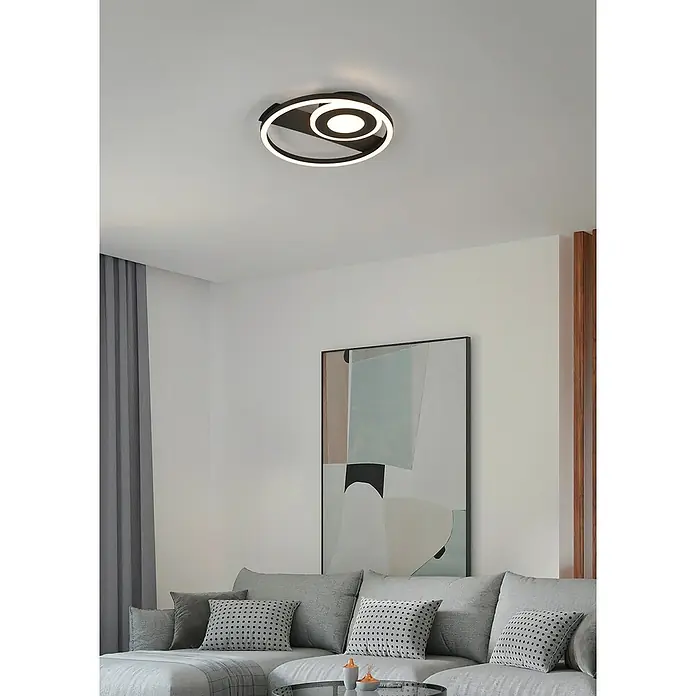 Reality Leuchten LED-Deckenleuchte rund - 22 W, L x B x H: 30,5 x 32 x 5 cm, Schwarz, Warmweiß - Moderne Deckenleuchte mit kreisförmigem Design. Die Lampe strahlt helles Licht aus und verleiht dem Raum eine stilvolle Note.