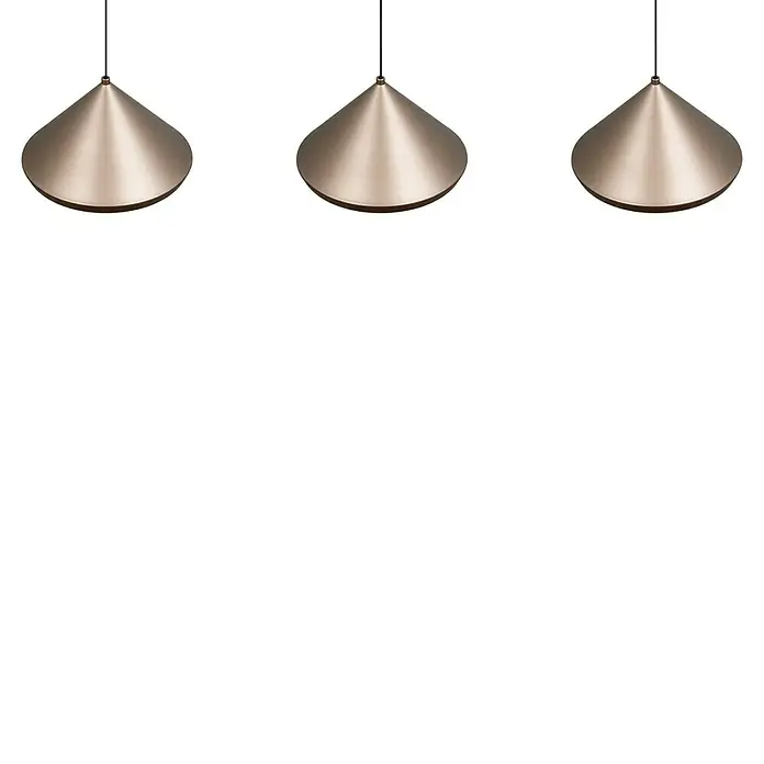 Trio Leuchten Laguna LED-Pendelleuchte - 15 W, B x H: 200 x 200 cm, Coffee/ Warm Grey, Warmweiß, Anzahl Leuchtmittel: 3 Stk. - Drei elegante Kegelpendelleuchten in Gold hängen von der Decke und spenden warmes Licht. Das Design ist modern und stilvoll.