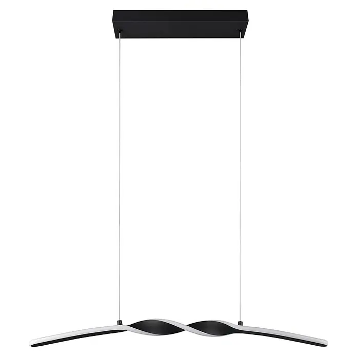 Reality Leuchten Ginko LED-Pendelleuchte - 18 W, L x B x H: 9 mm x 79 cm x 150 cm, Schwarz, Warmweiß - Elegante LED-Hängeleuchte mit geschwungenem Design und moderner Beleuchtung für stilvolle Innenräume.
