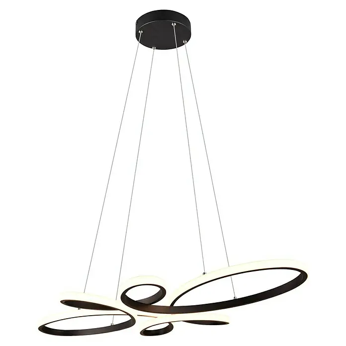 Trio Leuchten Fly LED-Pendelleuchte - 32 W, L x B x H: 45,5 x 83 x 150 cm, Schwarz, Warmweiß - Moderne LED-Hängeleuchte mit geschwungenen Elementen, die ein elegantes und helles Ambiente erzeugt. Ideal für zeitgenössische Wohnräume.