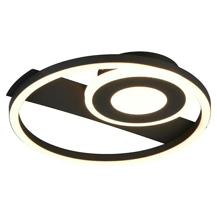 Reality Leuchten LED-Deckenleuchte rund - 22 W, L x B x H: 30,5 x 32 x 5 cm, Schwarz, Warmweiß - Moderne LED-Deckenleuchte mit spiralförmigem Design. Die Lampe ist schwarz mit hellen LED-Streifen, die ein warmes und einladendes Licht erzeugen.