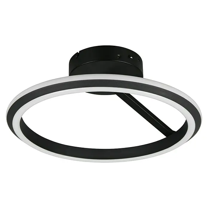 Trio Leuchten LED-Deckenleuchte rund Amador - 34 W, Ø x H: 45 x 18 cm, Schwarz, Warmweiß - Moderne Deckenleuchte mit einem kreisförmigen Design, das durch schwarze und weiße Elemente akzentuiert wird.