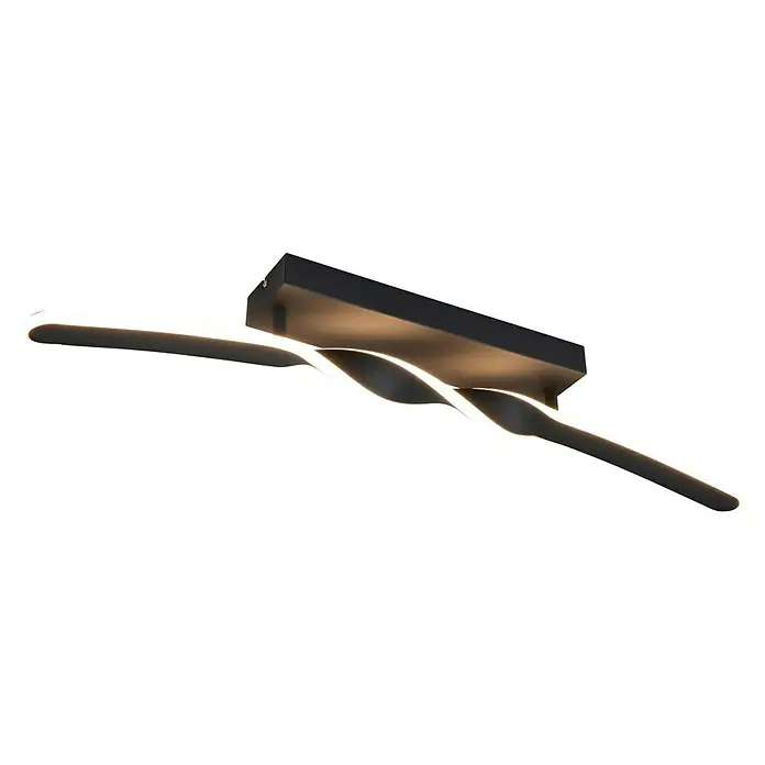 Reality Leuchten Ginko LED-Deckenleuchte - L x B x H: 9 x 79 x 12,5 cm, Schwarz/ Weiß, Warmweiß - Moderne LED-Deckenleuchte mit geschwungenem Design. Die Lampe in Schwarz sorgt für stilvolle Beleuchtung und ein elegantes Ambiente im Raum.
