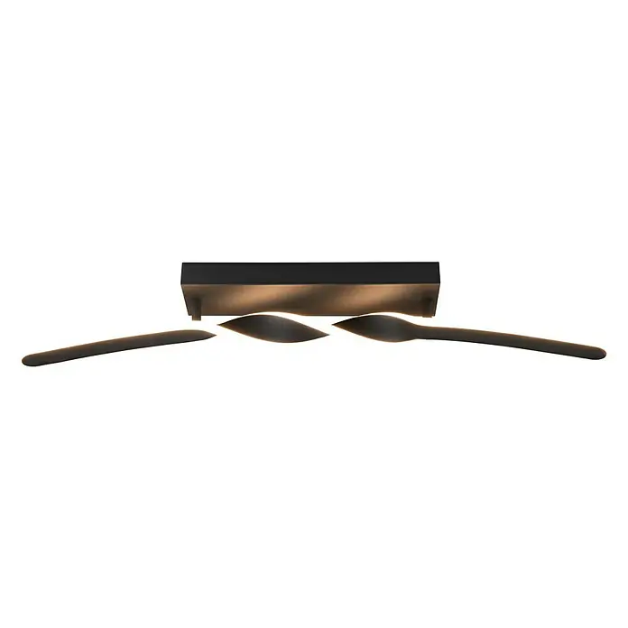 Reality Leuchten Ginko LED-Deckenleuchte - L x B x H: 9 x 79 x 12,5 cm, Schwarz/ Weiß, Warmweiß - Elegantes LED-Deckenleuchte-Design. Die moderne Deckenleuchte besticht durch ihr einzigartiges, geschwungenes Design und die energieeffiziente LED-Technologie.