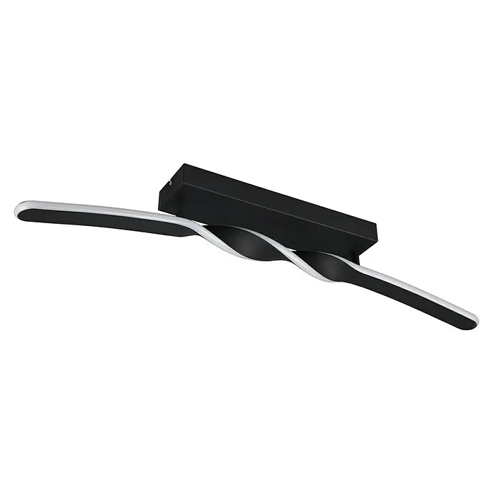 Reality Leuchten Ginko LED-Deckenleuchte - L x B x H: 9 x 79 x 12,5 cm, Schwarz/ Weiß, Warmweiß - Moderne LED-Deckenleuchte mit schwarzer Basis und geschwungenen, hellen Lichtelementen für eine stilvolle Beleuchtung im Raum.