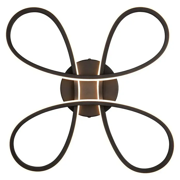 Trio Leuchten Fly LED-Deckenleuchte - 22 W, L x B x H: 40 x 40 x 7,5 cm, Schwarz - Moderne Deckenleuchte mit einem bronzefarbenen Finish und einem einzigartigen, geschwungenen Design mit integrierter LED-Beleuchtung.