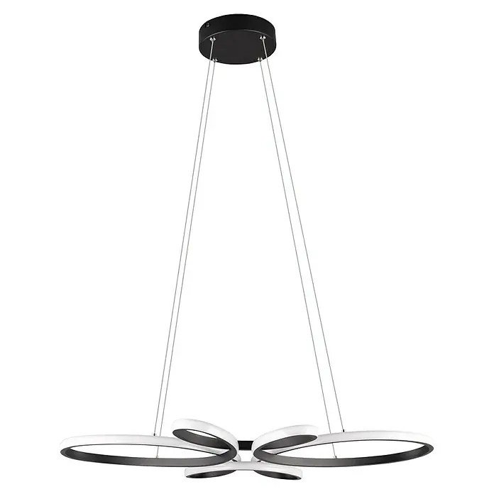 Trio Leuchten Fly LED-Pendelleuchte - 32 W, L x B x H: 45,5 x 83 x 150 cm, Schwarz, Warmweiß - Moderne LED-Pendelleuchte mit eleganten, geschwungenen Formen und heller Beleuchtung für ein stilvolles Ambiente. Elegantes Design in Schwarz und Weiß.