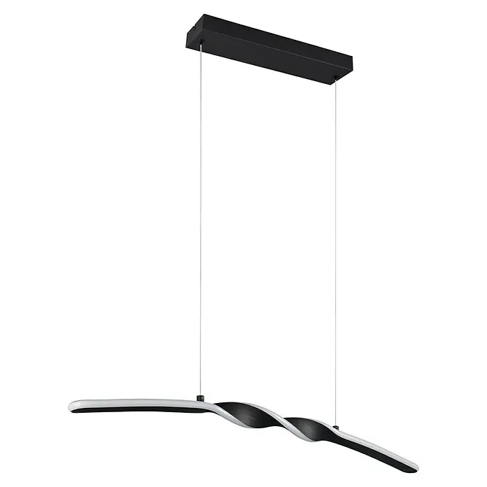 Reality Leuchten Ginko LED-Pendelleuchte - 18 W, L x B x H: 9 mm x 79 cm x 150 cm, Schwarz, Warmweiß - Moderne LED-Deckenleuchte in Schwarz und Weiß. Das einzigartige Designelement ist ein dekoratives, spiralförmiges Detail. Sorgt für eine angenehme Beleuchtung.