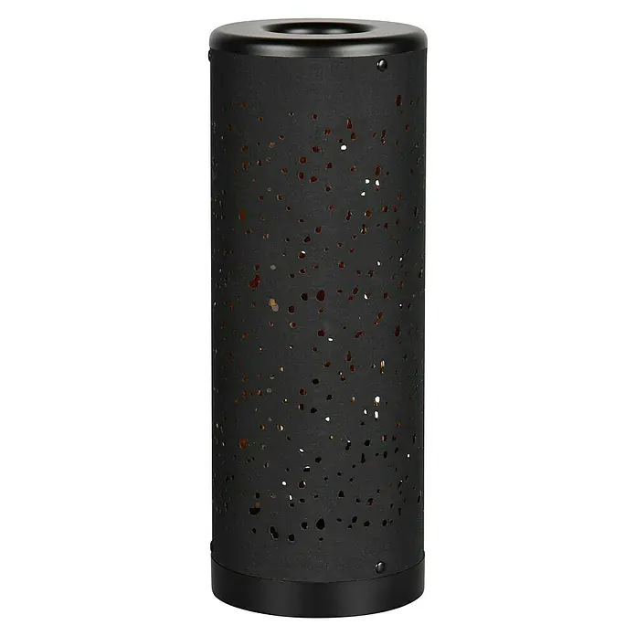 Reality Leuchten Tischleuchte rund Taco - Ø x H: 13 x 34,5 cm, Schwarz - Dekorative schwarze Laterne mit dekorativen Löchern für ein gemütliches Lichtspiel im Innen- und Außenbereich.