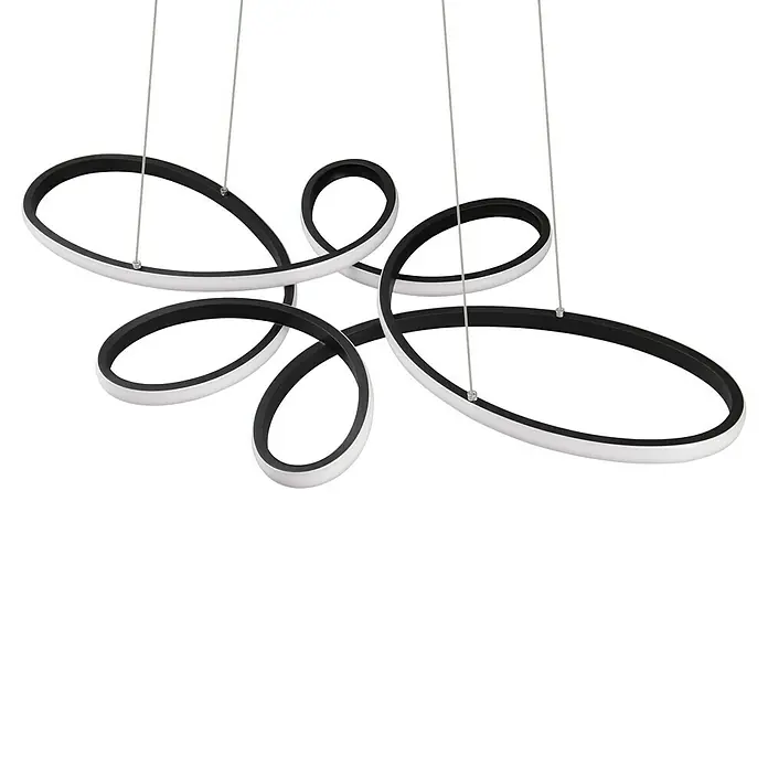 Trio Leuchten Fly LED-Pendelleuchte - 32 W, L x B x H: 45,5 x 83 x 150 cm, Schwarz, Warmweiß - Moderne Deckenleuchte mit geschwungenen Formen und LED-Beleuchtung für ein stilvolles Ambiente. Die Lampe ist ein echter Hingucker im Raum.